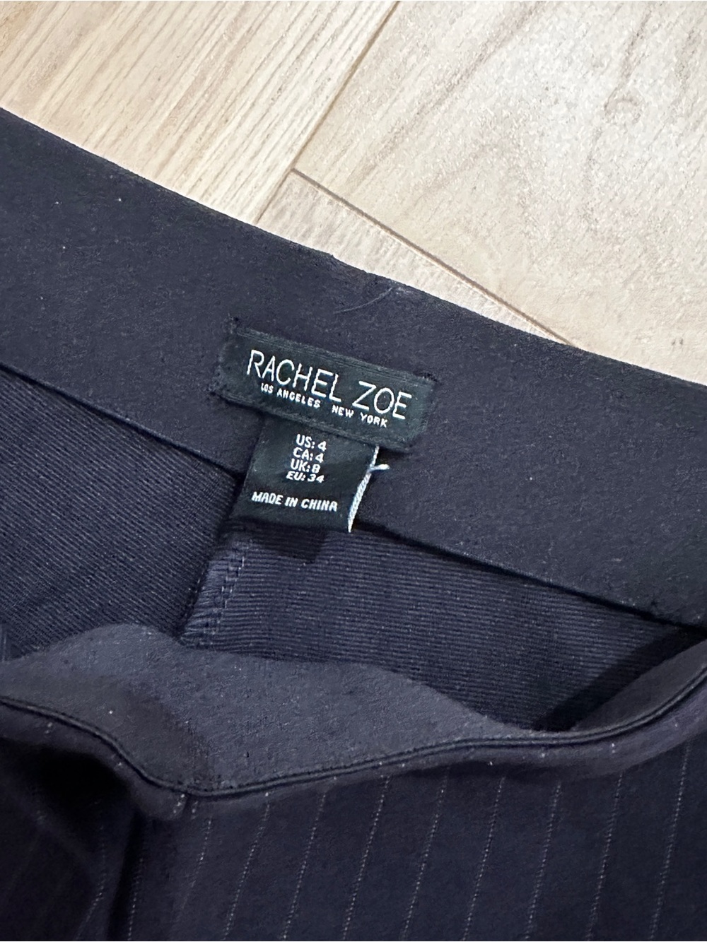 Rachel Zoe Black Pinstripe Wide-Leg Pants - Picture 3 of 5